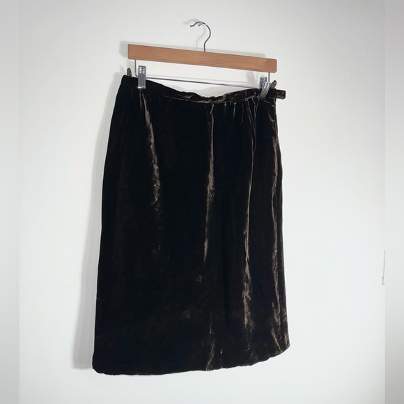 Valentino Women’s Vintage Brown Velvet Pencil Skirt - Picture 1 of 10